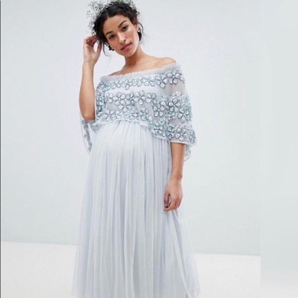 embellished bardot dress